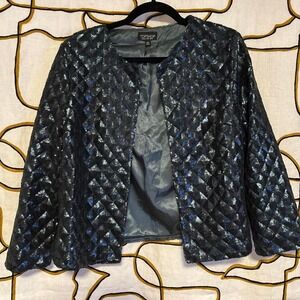 Topshop slate sequin jacket in diamond‎ pattern jacket